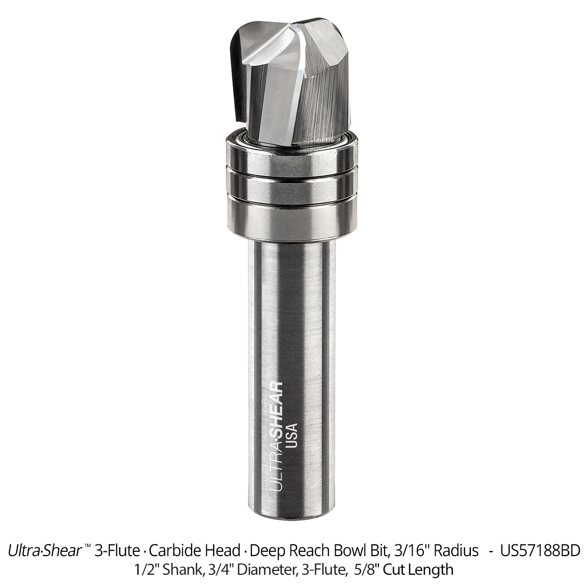 Deep Reach Bowl Router Bits - Carbide Head - 3-Flute