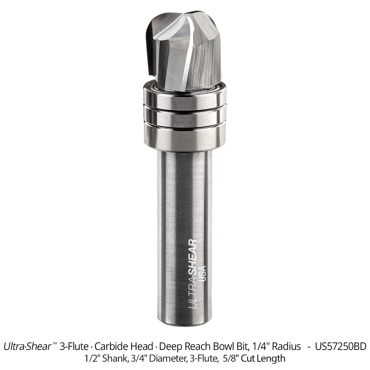 Deep Reach Bowl Router Bits - Carbide Head - 3-Flute