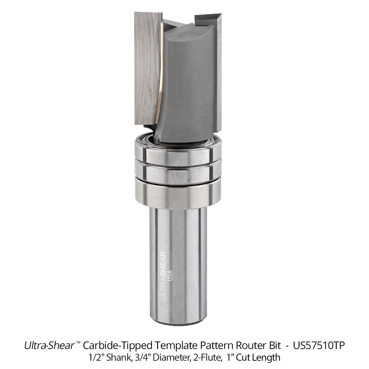Template Pattern Router Bits - Carbide Tipped - 1/2 Shank - 3/4 Diameter - 2 Flute