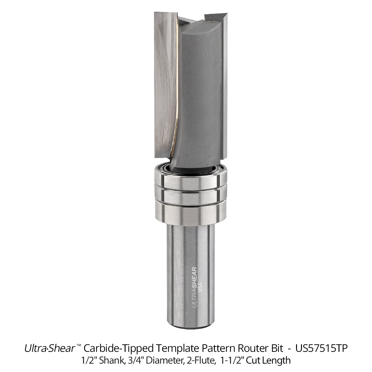 Template Pattern Router Bits - Carbide Tipped - 1/2 Shank - 3/4 Diameter - 2 Flute