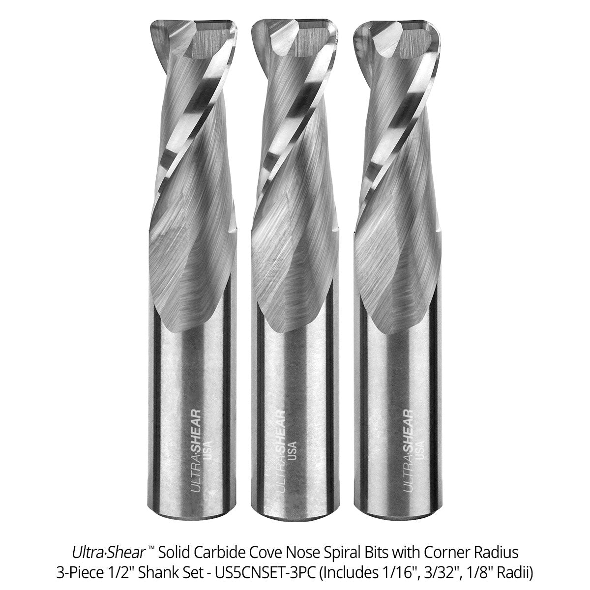 Cove Nose Spiral CNC Router Bits with Corner Radius