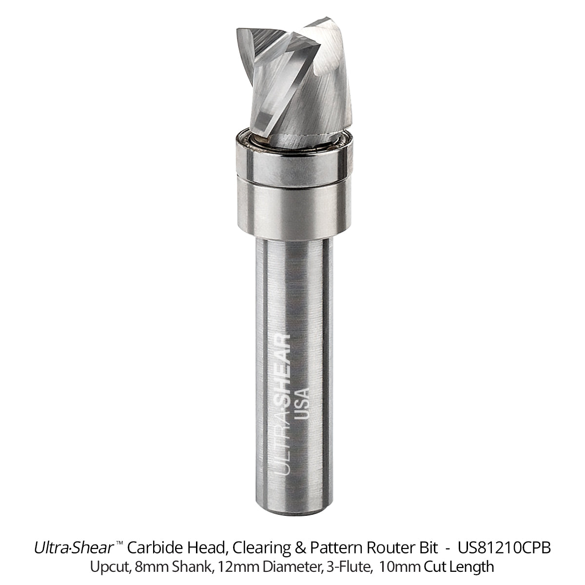 Clearing Pattern Router Bits - Carbide Head - 8MM Shank