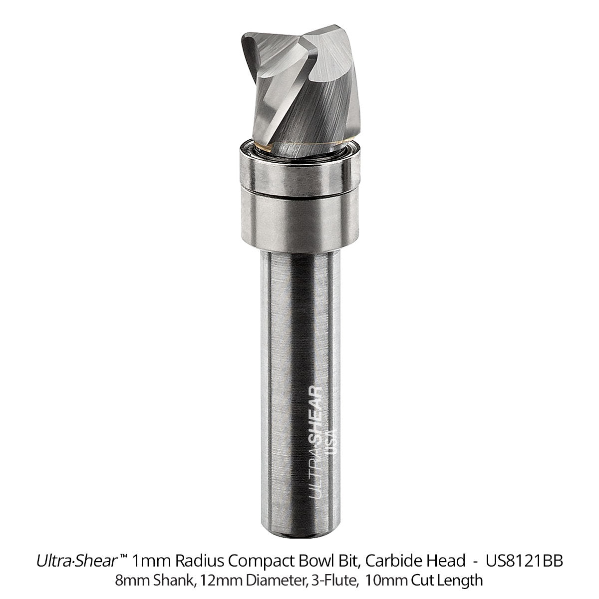 Compact Bowl Router Bits - Carbide Head - 3-Flute
