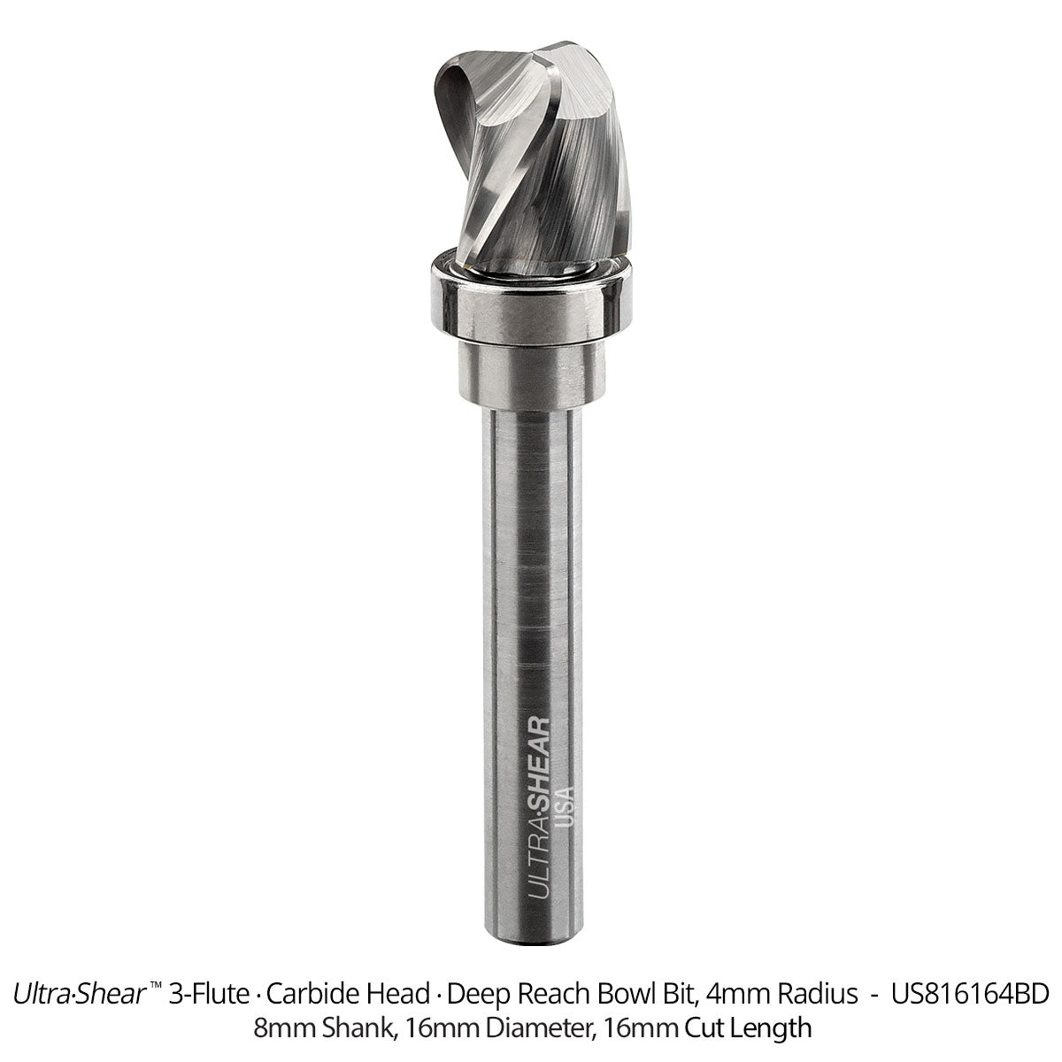 Deep Reach Bowl Router Bits - Carbide Head - 3-Flute
