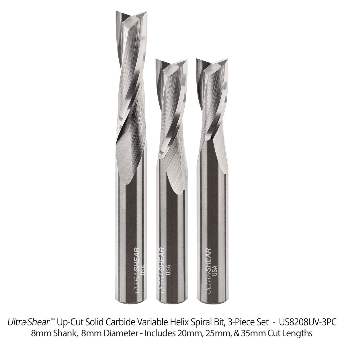 Variable Helix Router Bits - Up-Cut Spiral - Solid Carbide