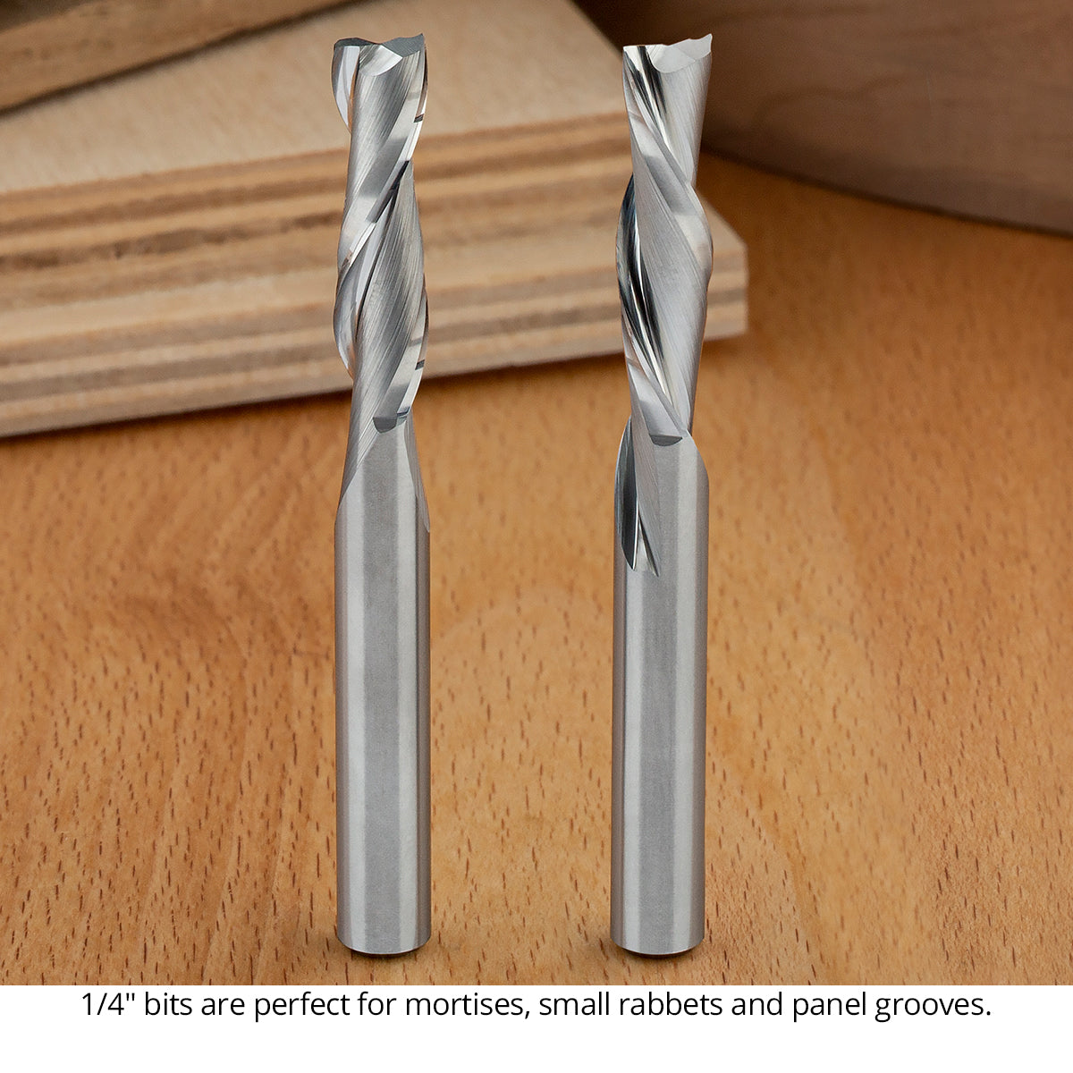 Spiral CNC Router Bits - Solid Carbide - 1/4 Shank - 2 Flute