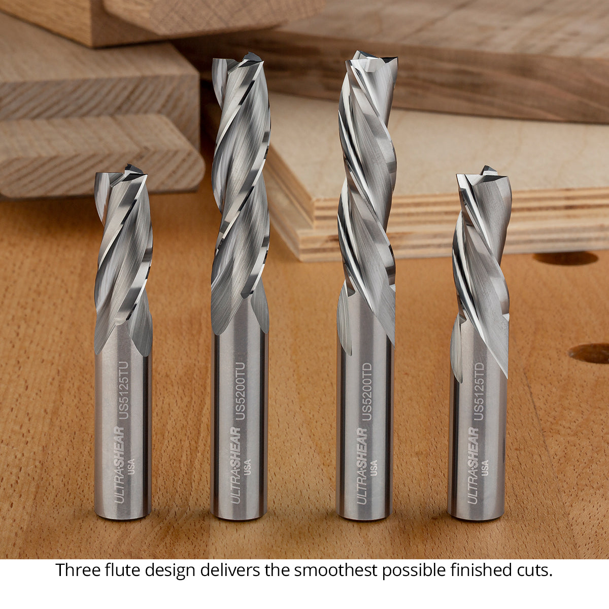 Spiral CNC Router Bits - Solid Carbide - 1/2 Shank - 3 Flute