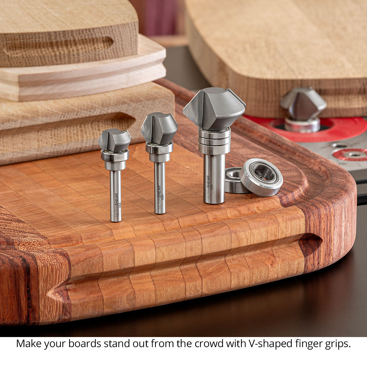 Finger Grip Groover Router Bits - V Groove Profile - Carbide Tipped - 2 Flute