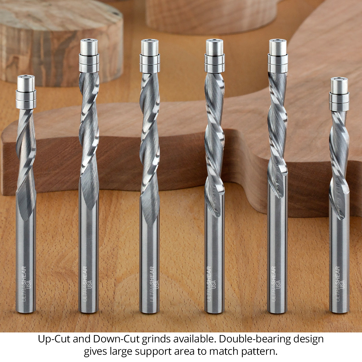 Flush Trim Router Bits - Solid Carbide - 1/4 Diameter - 2 Flute