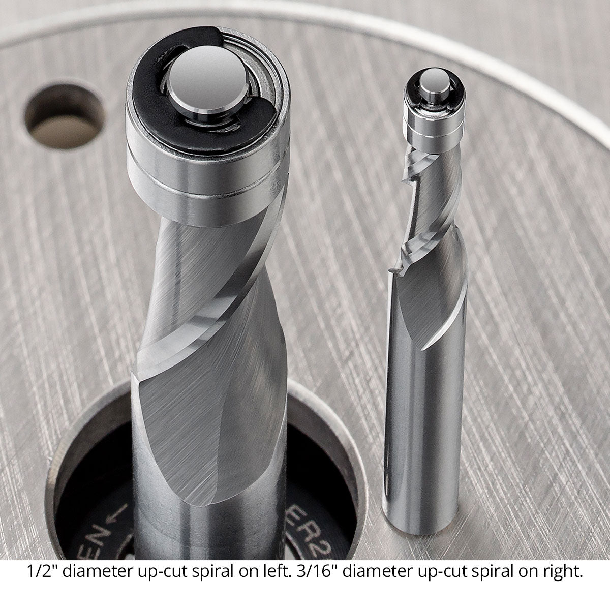 Micro Bearing Spiral Flush Trim Router Bits - 3/16 Diameter - 1/4 Shank - Solid Carbide