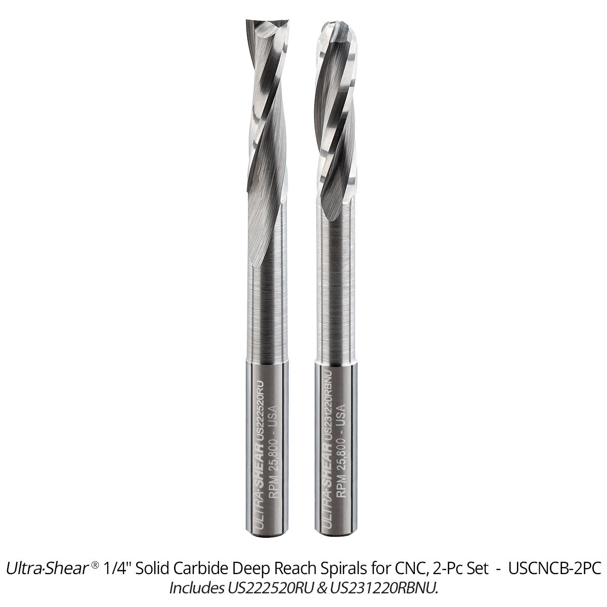 Deep Reach CNC Router Bits - Solid Carbide - 1/4 Shank