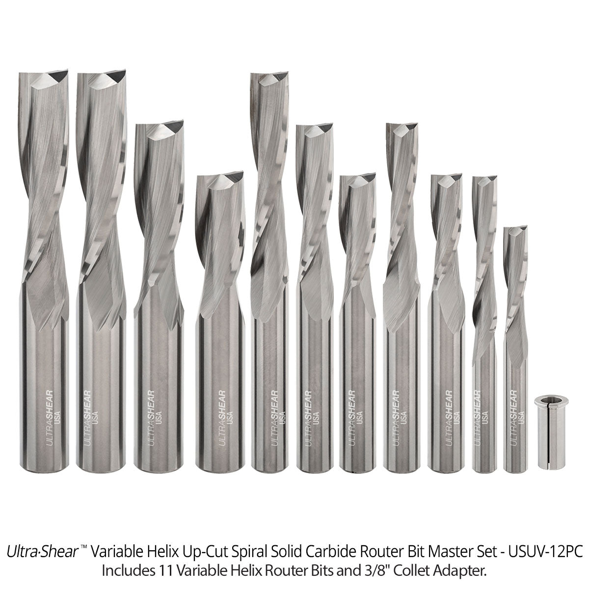 Variable Helix Router Bits - Up-Cut Spiral - Solid Carbide