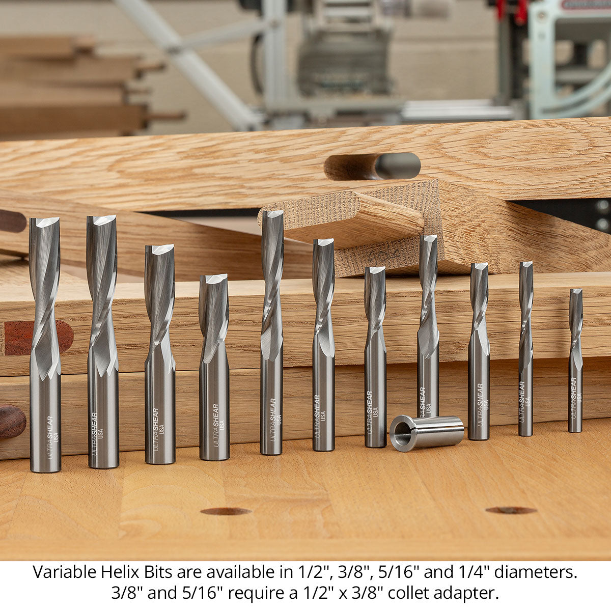 Variable Helix Router Bits - Up-Cut Spiral - Solid Carbide
