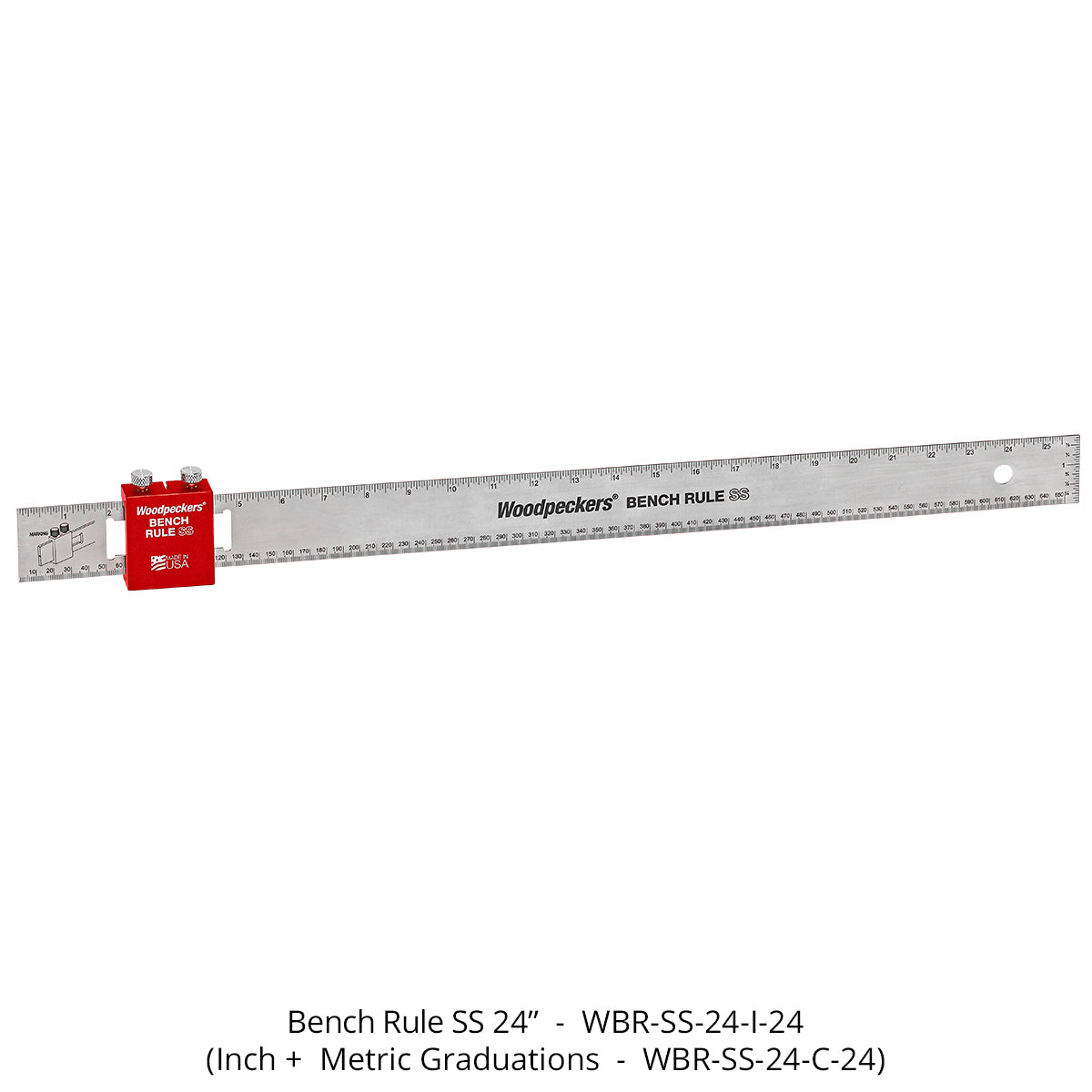 Bench Rule - Stainless Steel - 24" - Inch + Metric Graduations - Closeout