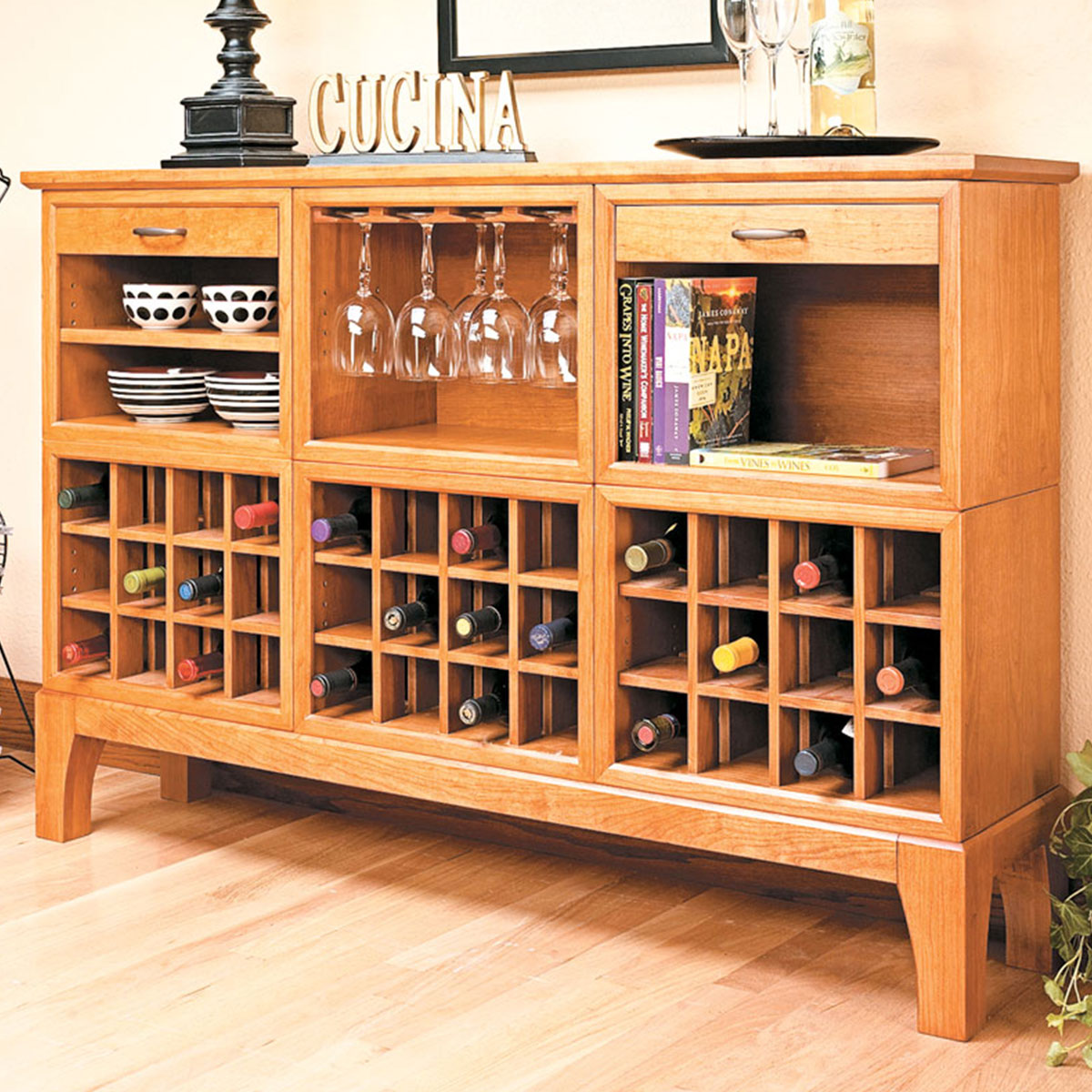 Woodsmith Modular Wine Server Standard Plan & Premium Shop Drawings