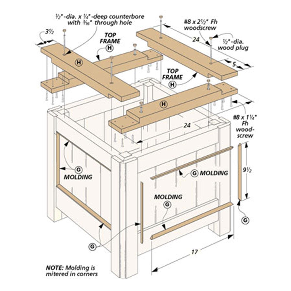 Woodsmith Patio Planter Box Standard Plan & Premium Shop Drawings