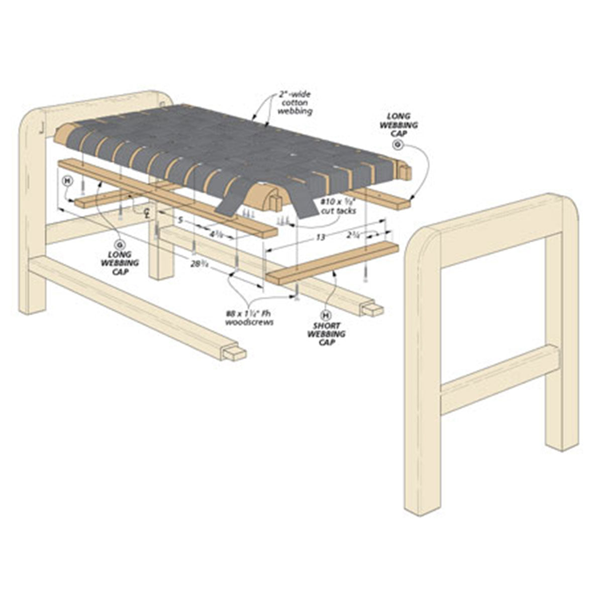 Woodsmith Woven-Seat Bench Plan