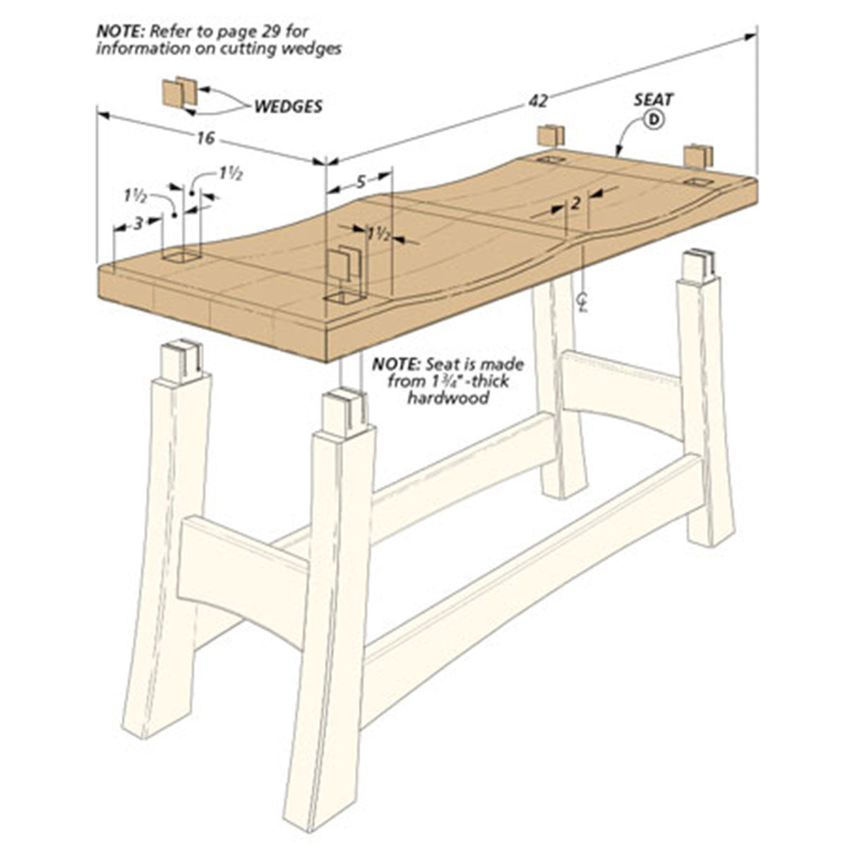 Woodsmith Classic Entry Bench Standard Plan & Premium Shop Drawings