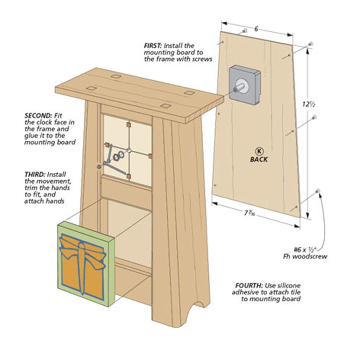 Woodsmith Craftsman-Style Clock Standard Plan & Premium Shop Drawings