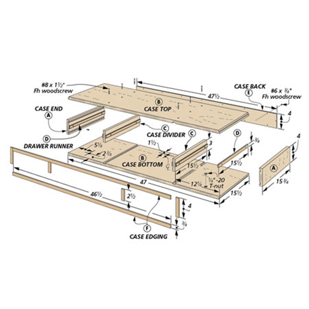 Woodsmith Space-Saving Wall Desk Standard Plan & Premium Shop Drawings
