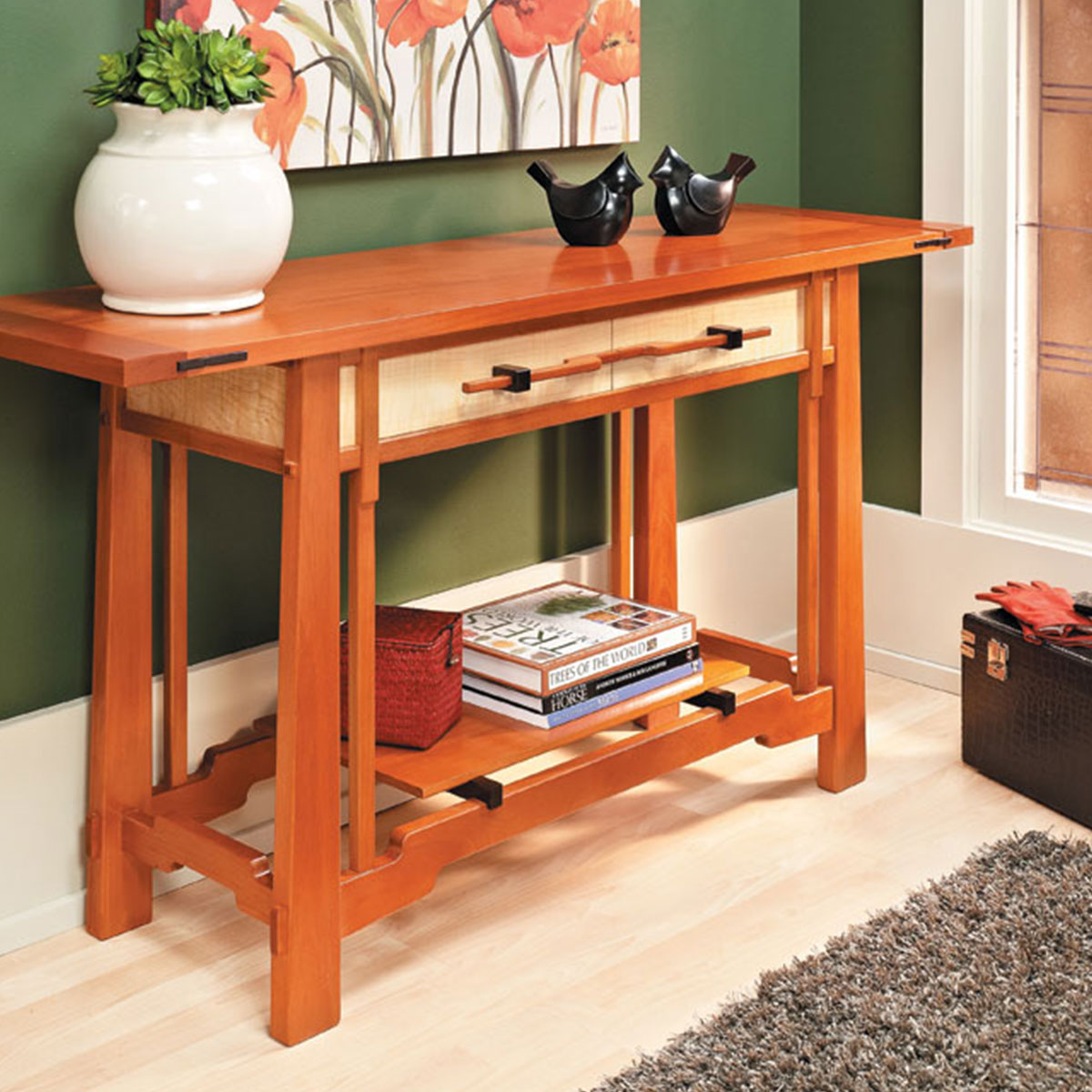 Woodsmith Greene & Greene-Style Hall Table Standard Plan & Premium Shop Drawings