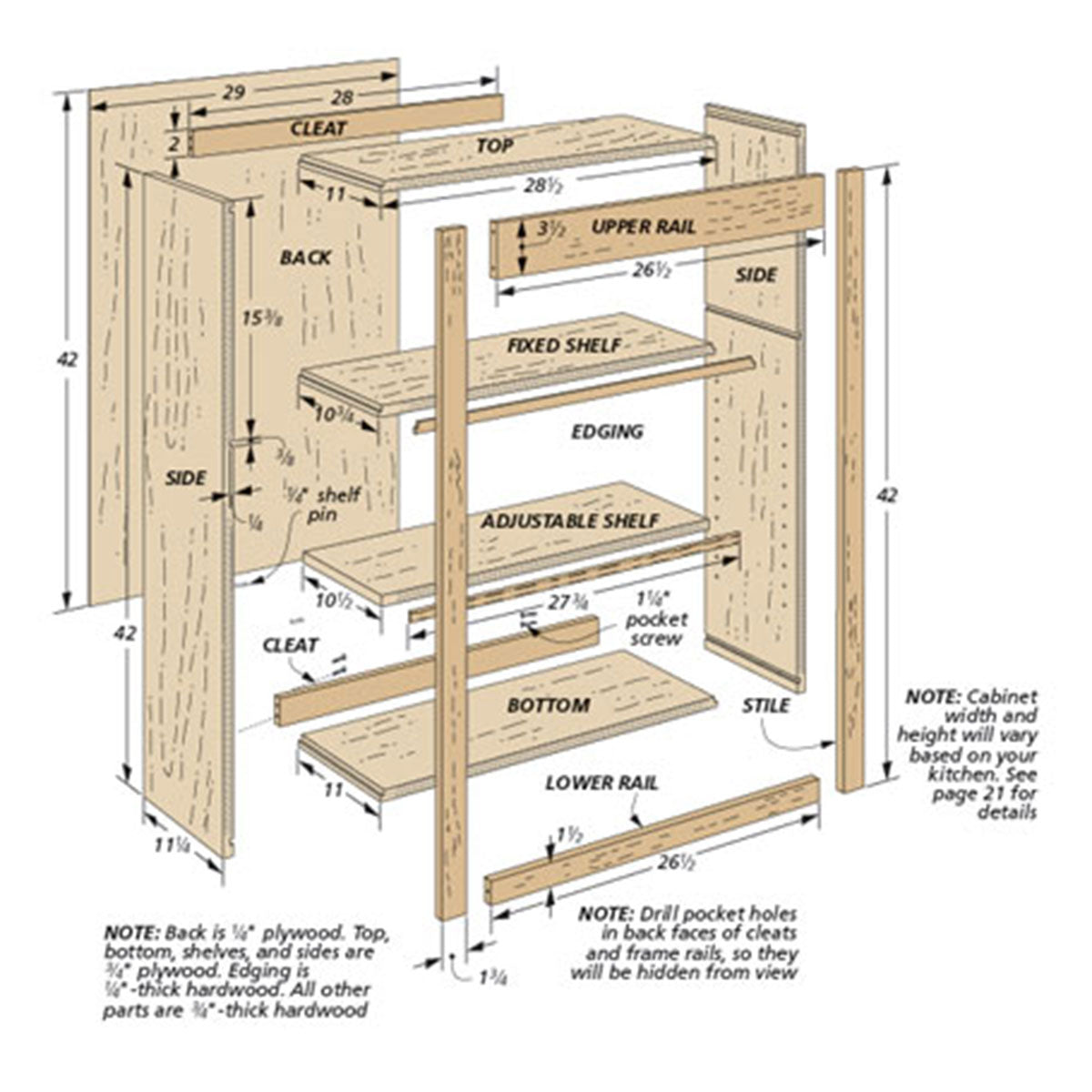 Woodsmith Custom Kitchen Cabinets Standard Plan & Premium Shop Drawings