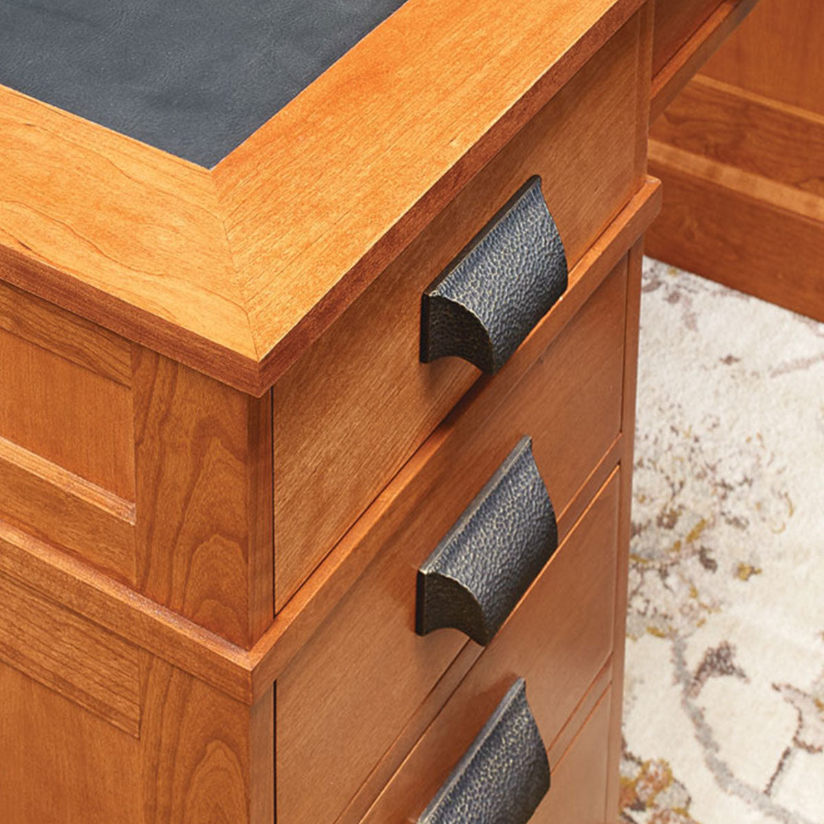 Woodsmith Cherry Pedestal Desk Standard Plan & Premium Shop Drawings