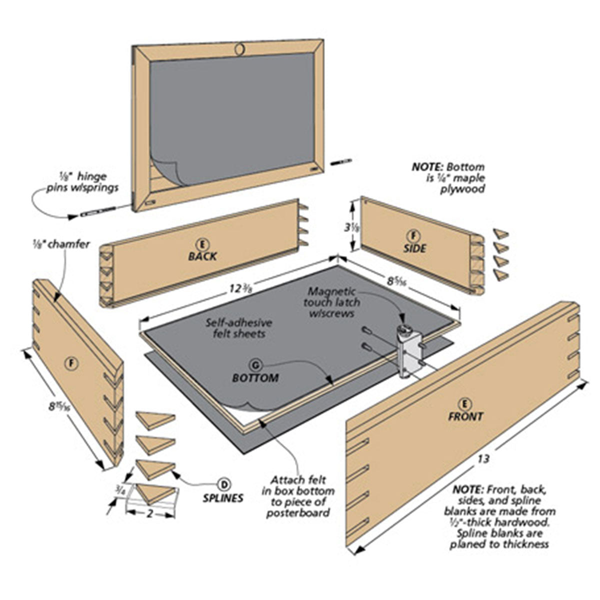 Woodsmith Scalloped-Lid Box Standard Plan & Premium Shop Drawings