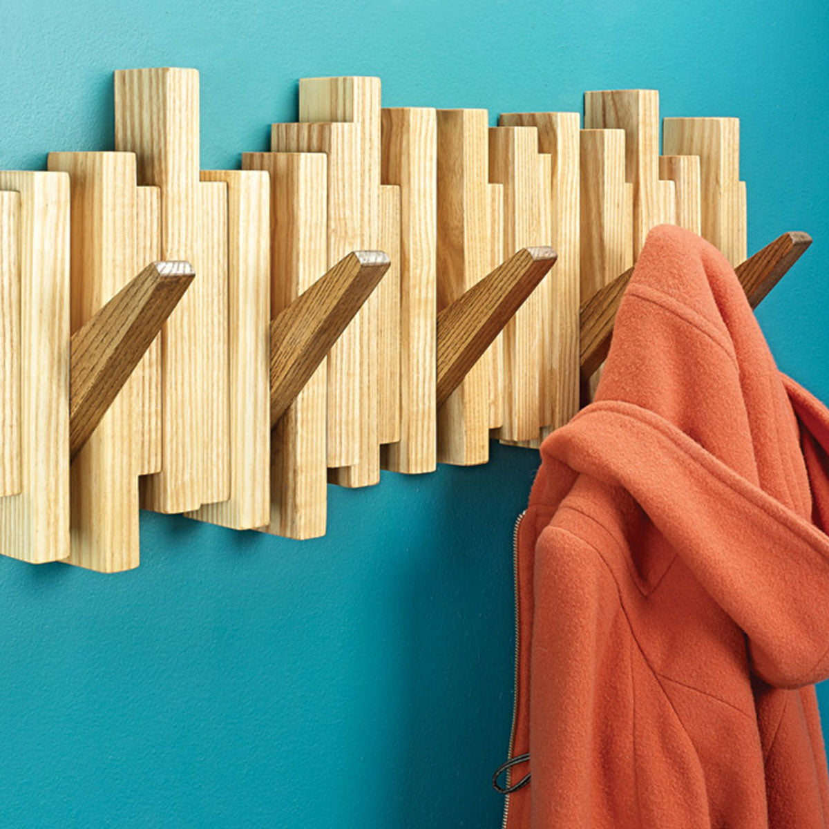 Woodsmith Flip-Down Coat Rack Standard Plan & Premium Shop Drawings