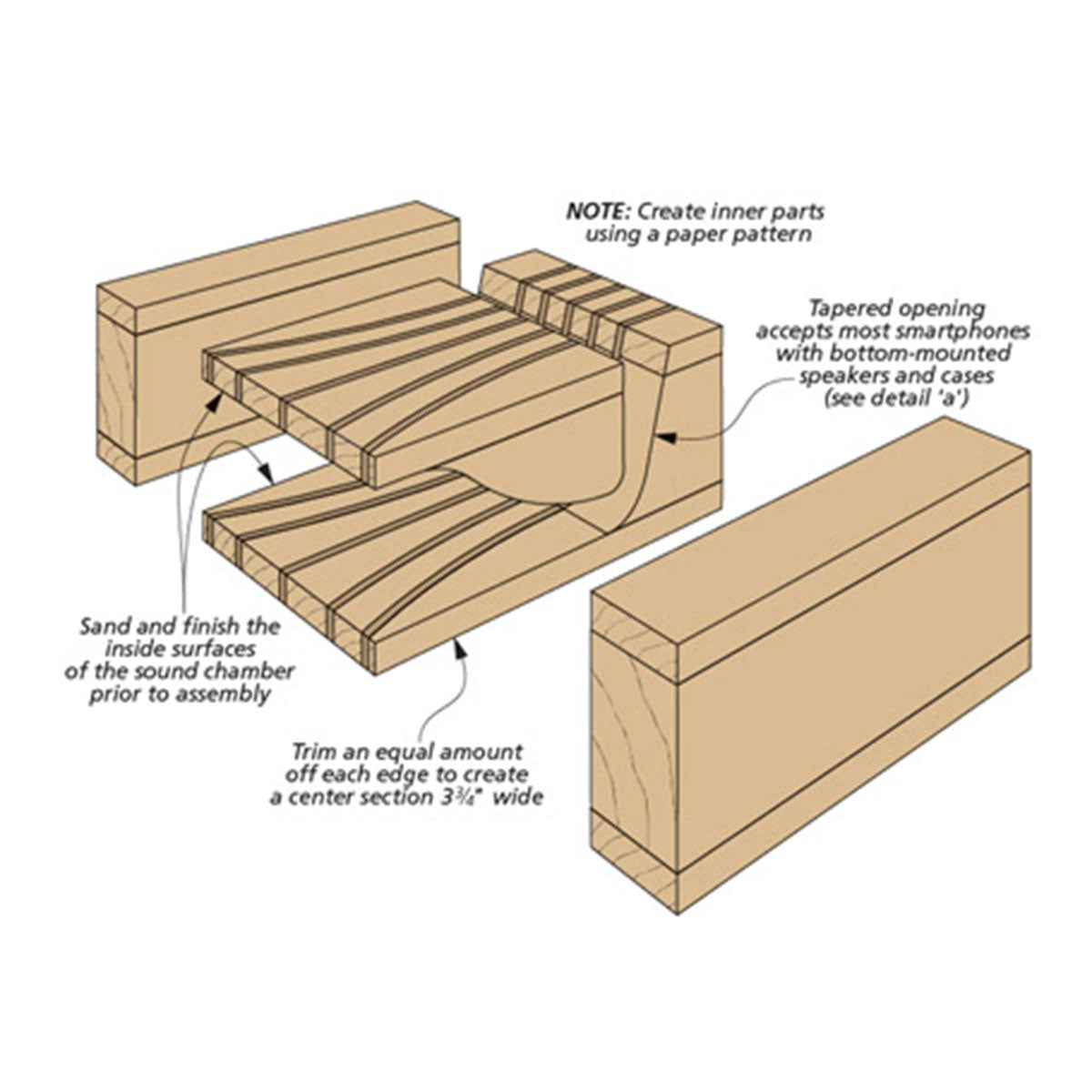 Woodsmith Smartphone Amplifier Standard Plan & Premium Shop Drawings