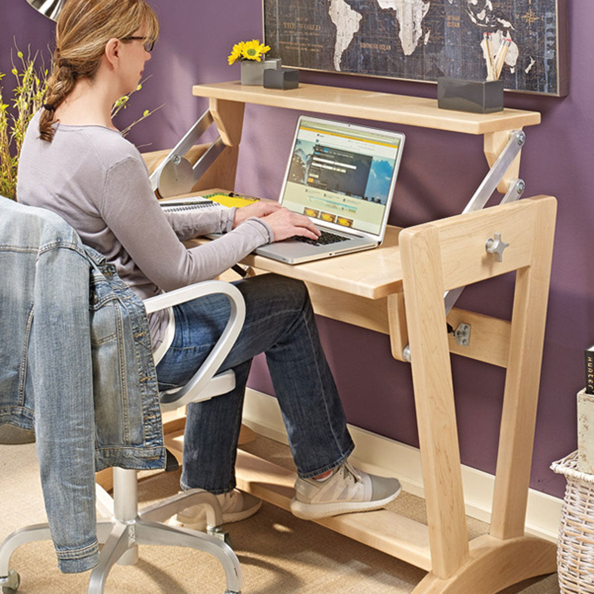 Woodsmith Adjustable Desk Standard Plan & Premium Shop Drawings